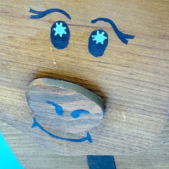 Wooden Pig Doorstop Vintage Handcrafted Handpainted Farmhouse Rustic Decor - Picture 2 of 10